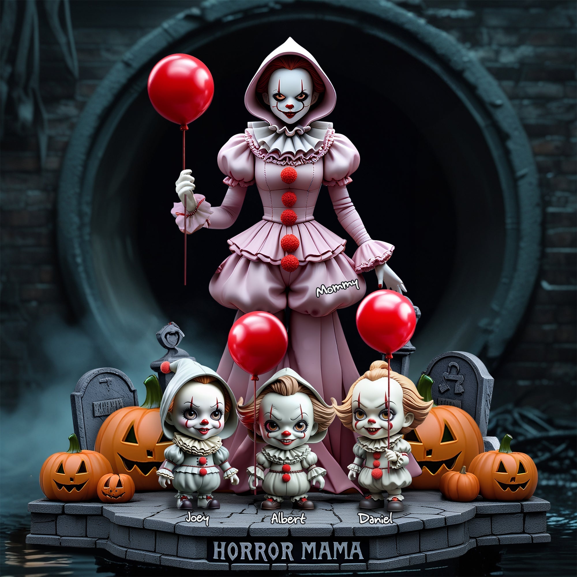 Personalized Gift For Mom Acrylic Plaque- Horror Mama & Her Little Ones 03QHLU120425-Homacus