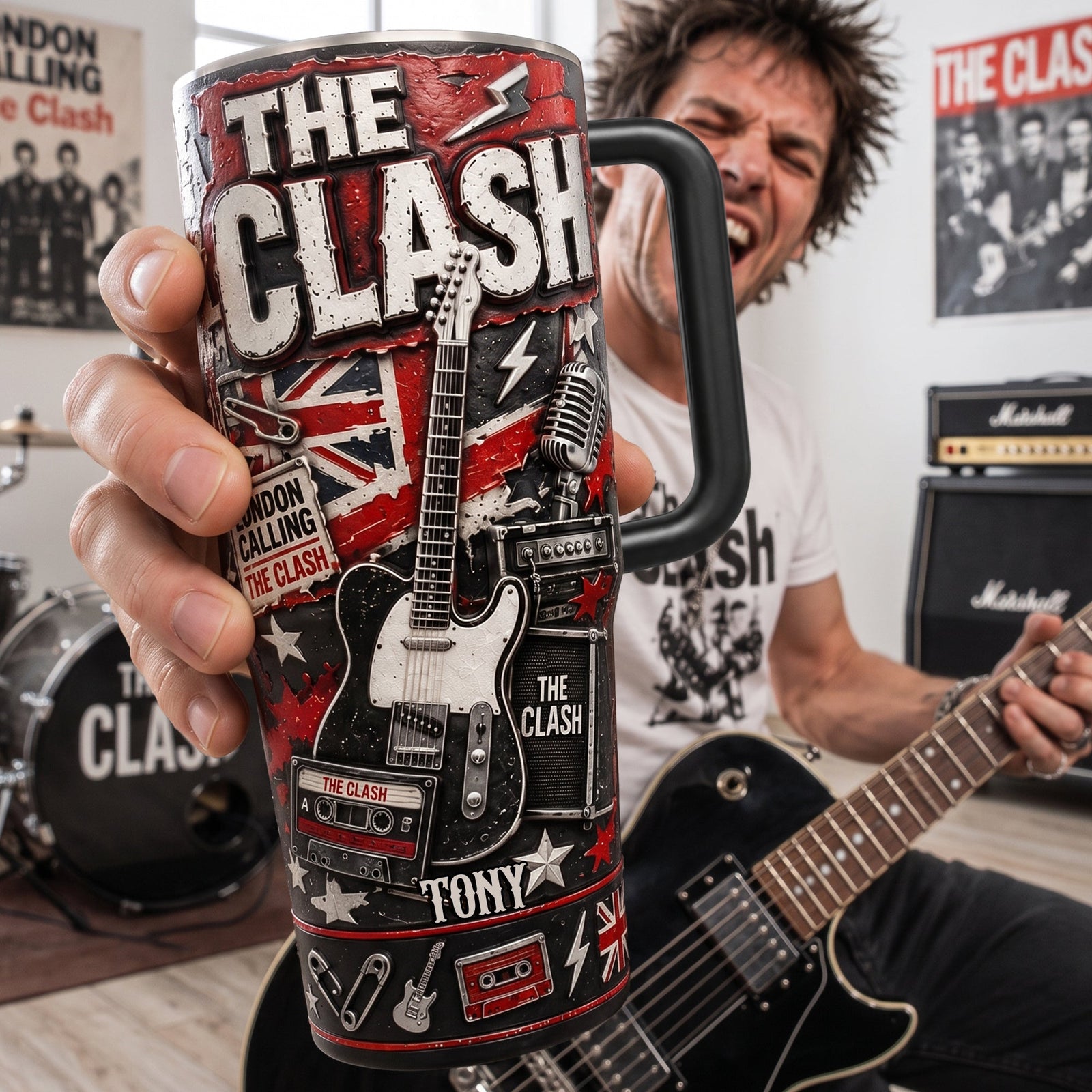 The Clash Tumbler With Handle - Personalized Gifts For Rock Lovers 02nalu170726