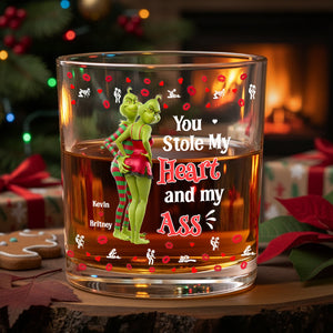 Cheeky Green Couple Christmas Glass Mug Personalized Gifts 03NADT150925