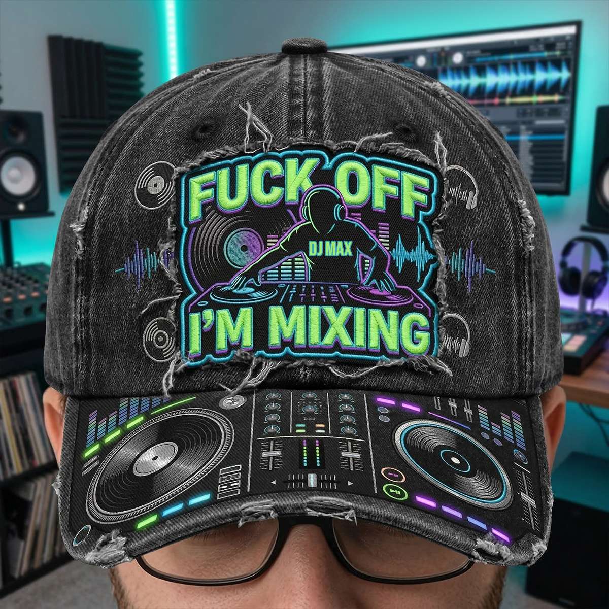 DJ Turntable Graphic Cap - Personalized Gift For Music Lovers 04NATN170326