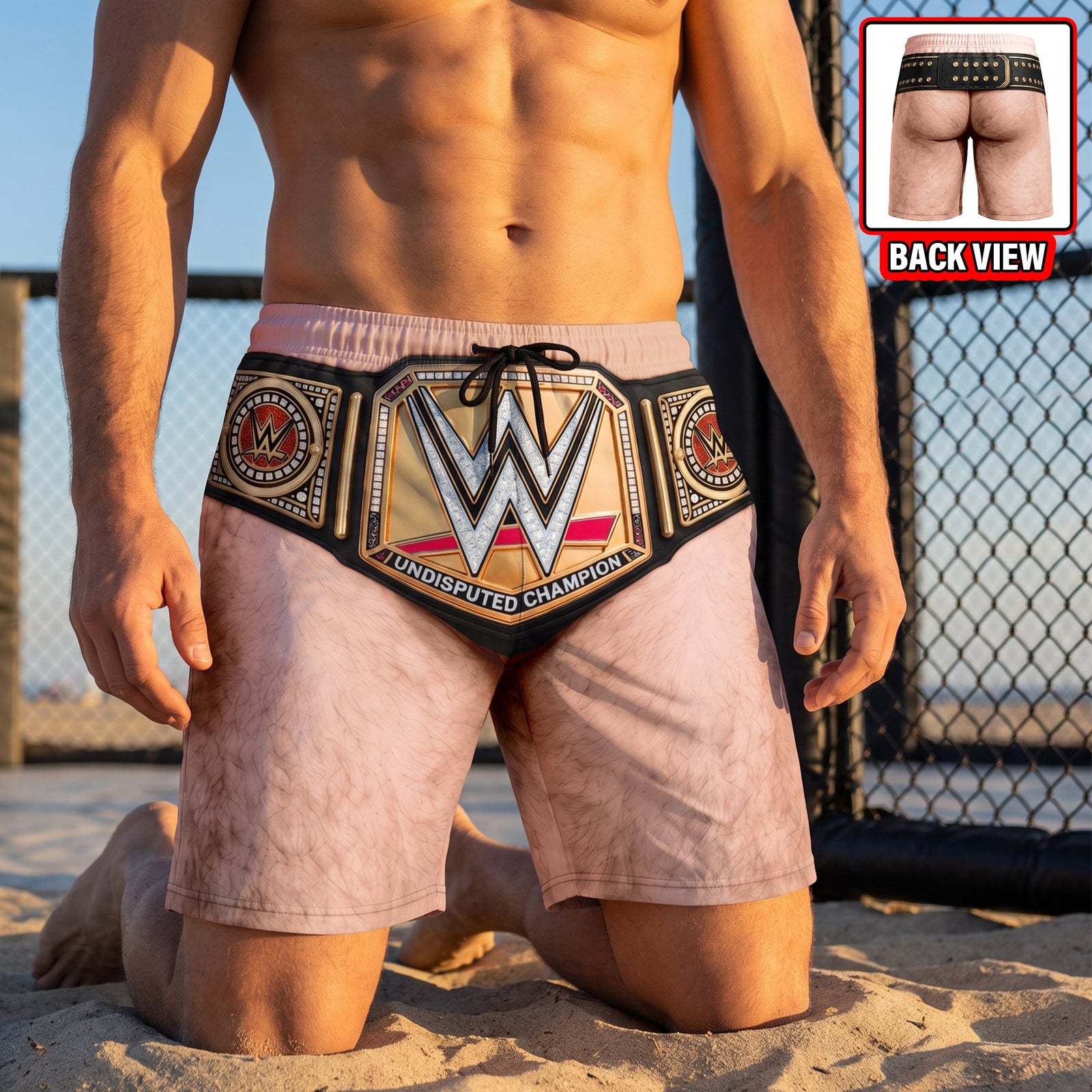 Funny Victory Belt Men's Beach Shorts - Personalized Gifts 02paqn160726