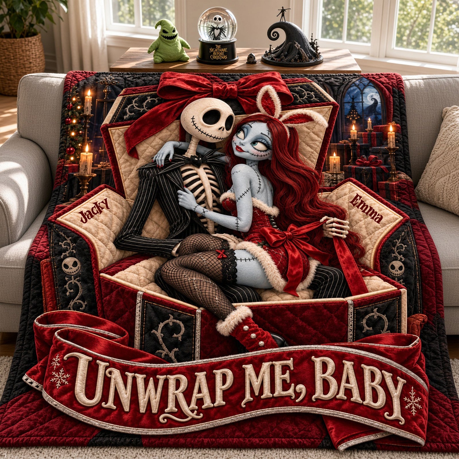 Spooky Naughty Couple Blanket - Personalized Christmas Gifts For Couples 05halu131026