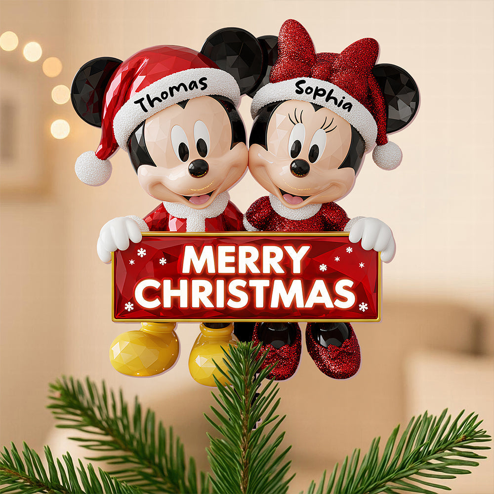 Couple Acrylic Christmas Tree Topper - Personalized Gifts For Couple 08pgdt151125