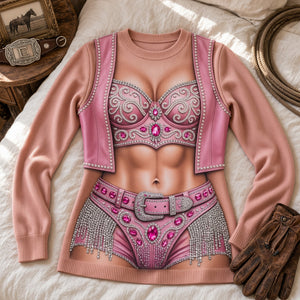 Hot Cowgirl 3D Knitted Ugly Sweater - Personalized Gifts For Cowgirls 06nalu140926