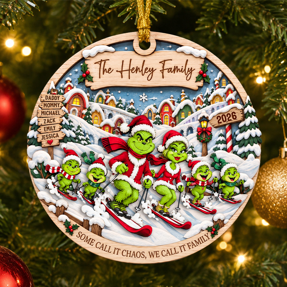 Fun Skiing With Family Ornament - Personalized Gifts For Family 04qhdh100926