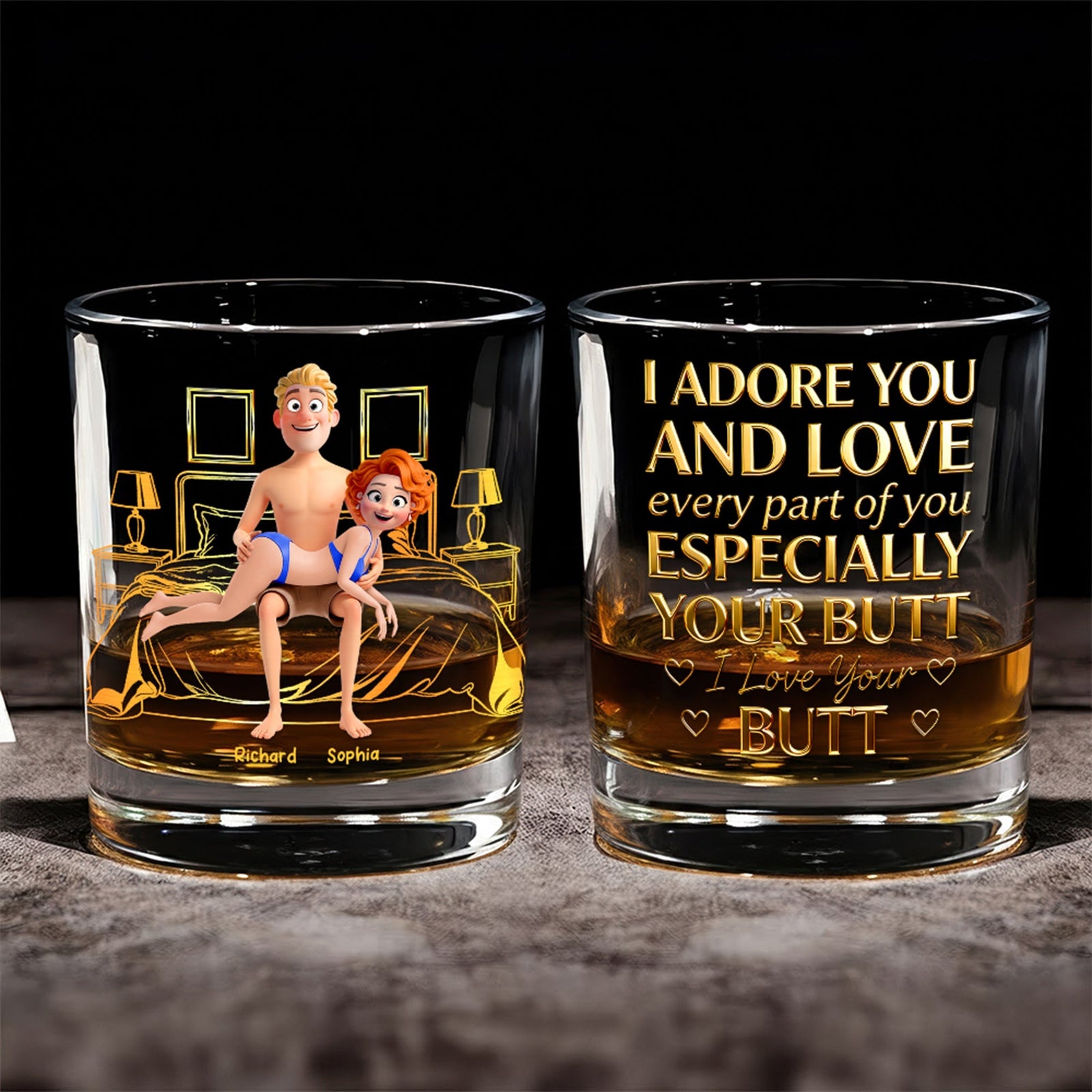 Naughty Couple Round Glass - Personalized Gifts For Couple 02ohqn161225 - Glass - GoDuckee
