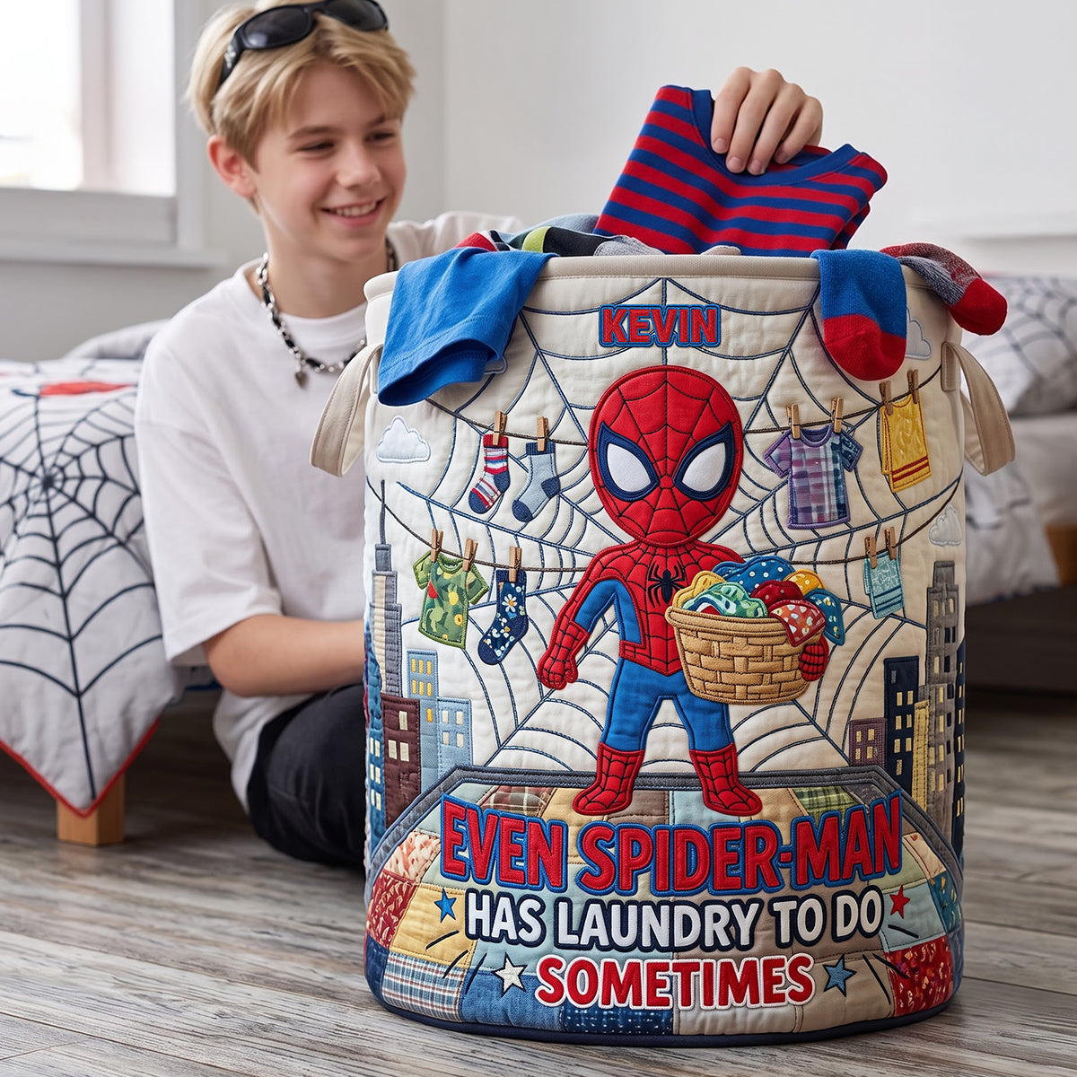 Funny Quilted Laundry Basket - Personalized Gifts For Kids 01HUTA040826