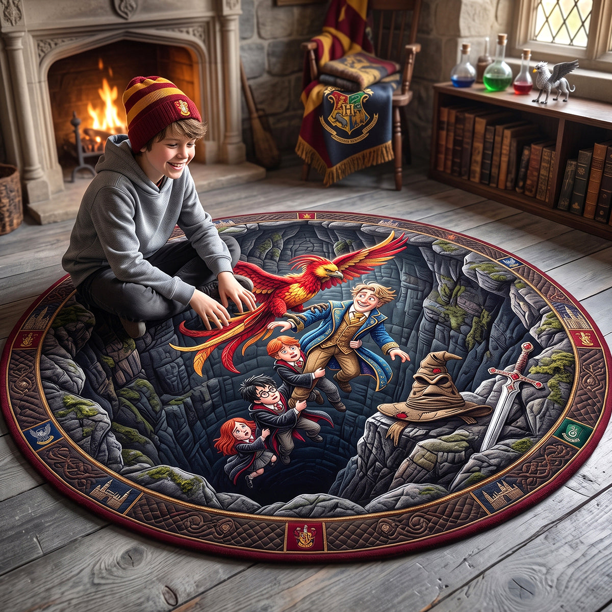 Enchanted Phoenix Quilted  Round Mat - Personalized Gift For Fantasy Lovers 04HUTN280726