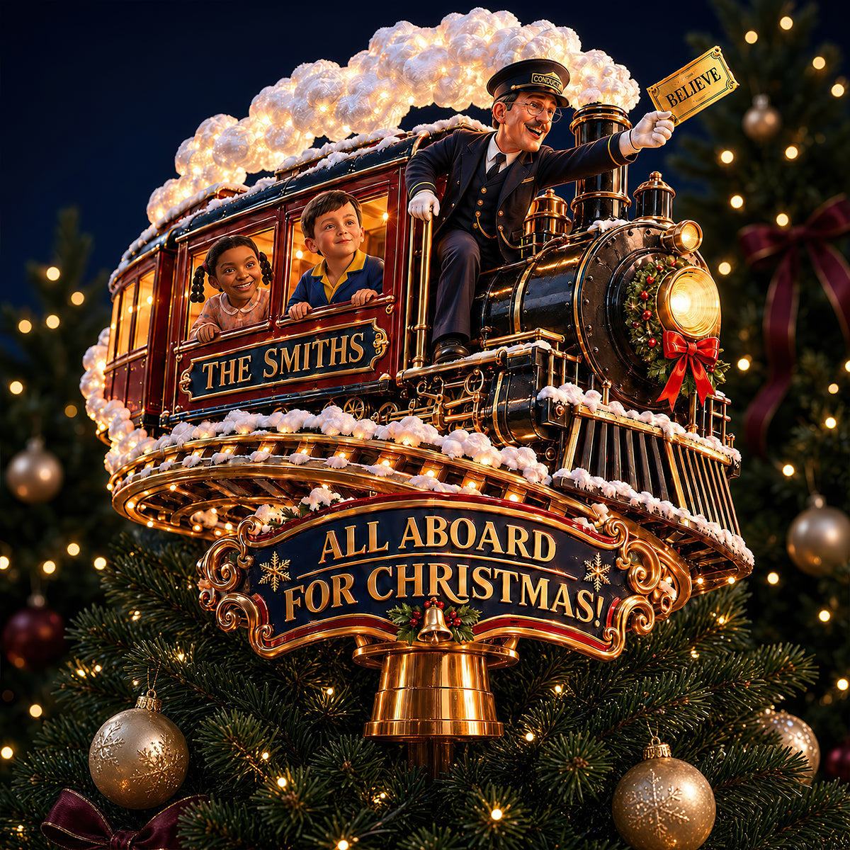 The Train Acrylic Christmas Tree Topper - Personalized Gifts For Christmas 07hadt261026
