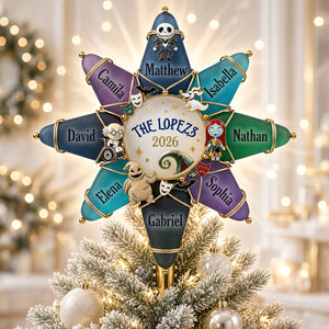 Spooky Family Tree Topper - Personalized Gifts For Family Acrylic Christmas Tree Topper 03HUDT071026