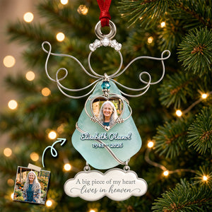 Angel Heaven Seaglass Ornament - Personalized Gifts For Remember Christmas Ornament 04NADH290926