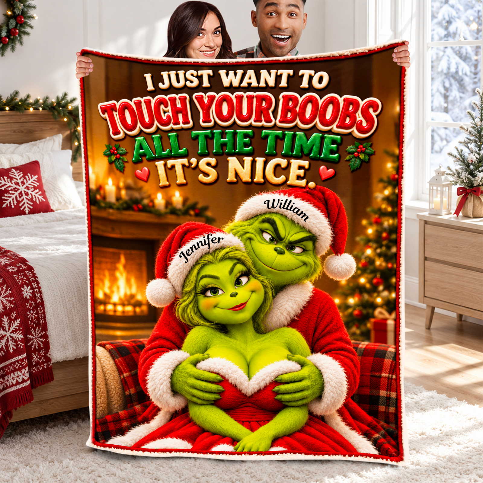 Funny Mischief Couples Blanket - Personalized Christmas Gifts For Couples 06naqn101026