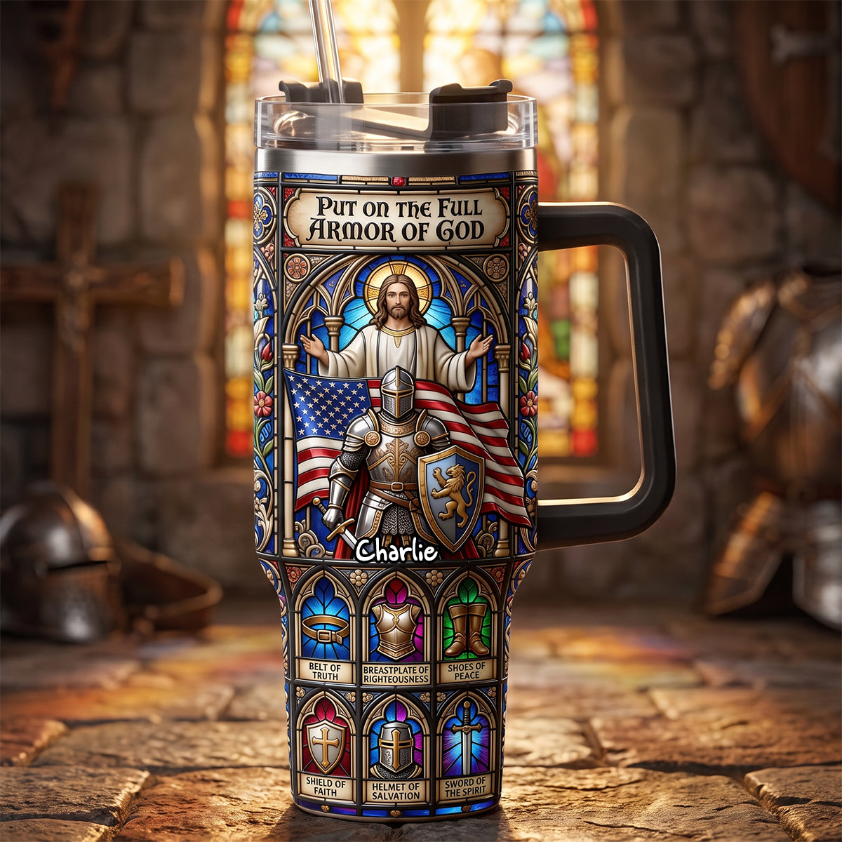 Full Armor Of God 40oz Tumbler With Handle - Personalized Gifts For Christians 04padh290626-Homacus
