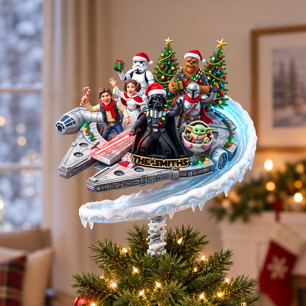 Merry Force-mas Acrylic Christmas Tree Topper - Personalized Gifts For Family 04TYDH091026