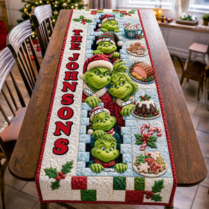 Playful Family Quilted Table Runner, Personalized Christmas Gifts For Family 02qhtn210826