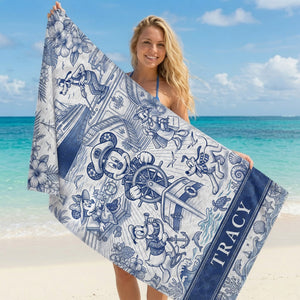 Fun Cruise Trip Beach Towel, Personalized Gifts For Cruising Lovers 04qhlu180726