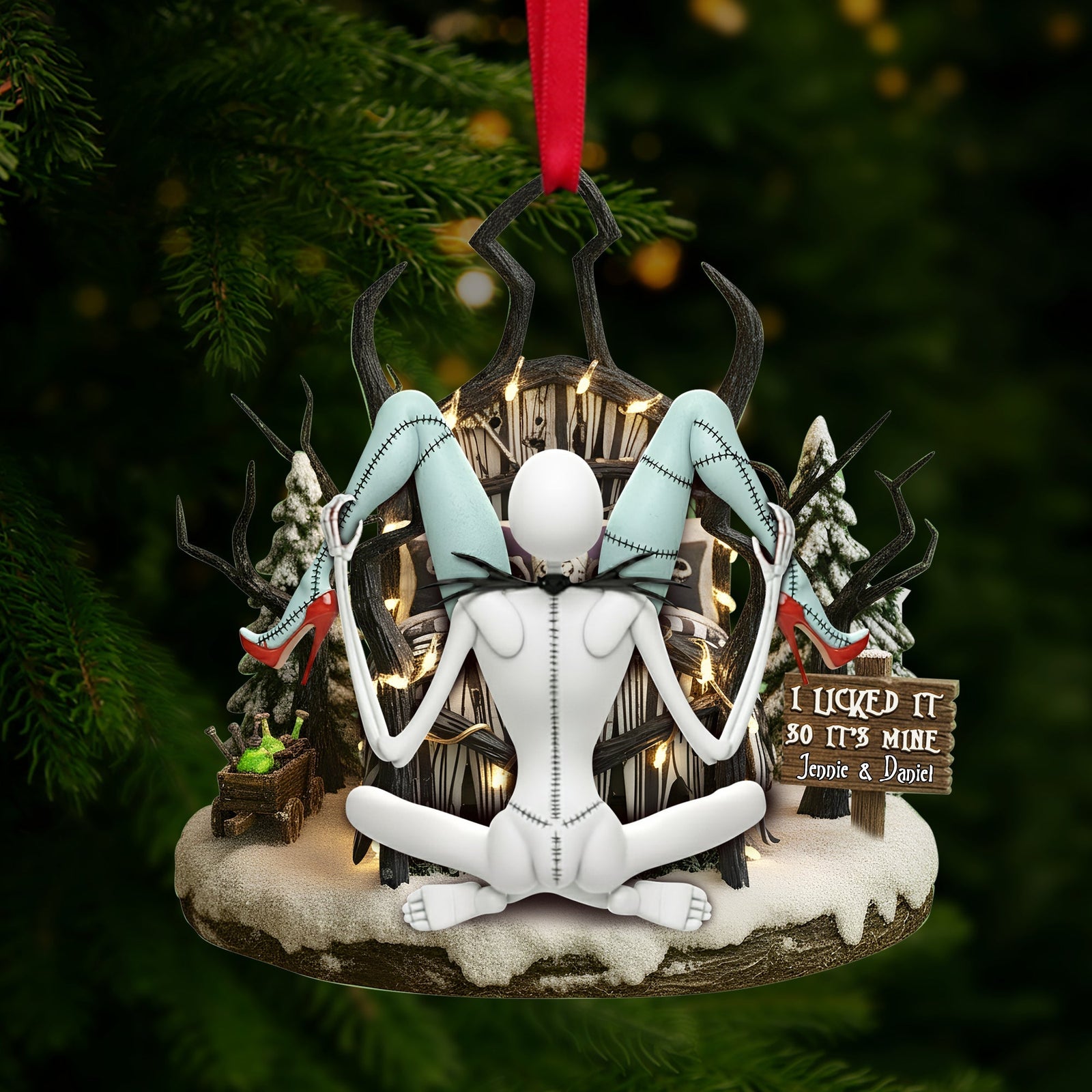 Naughty Skull Couple Ornament - Personalized Christmas Gift 02TGLU230925