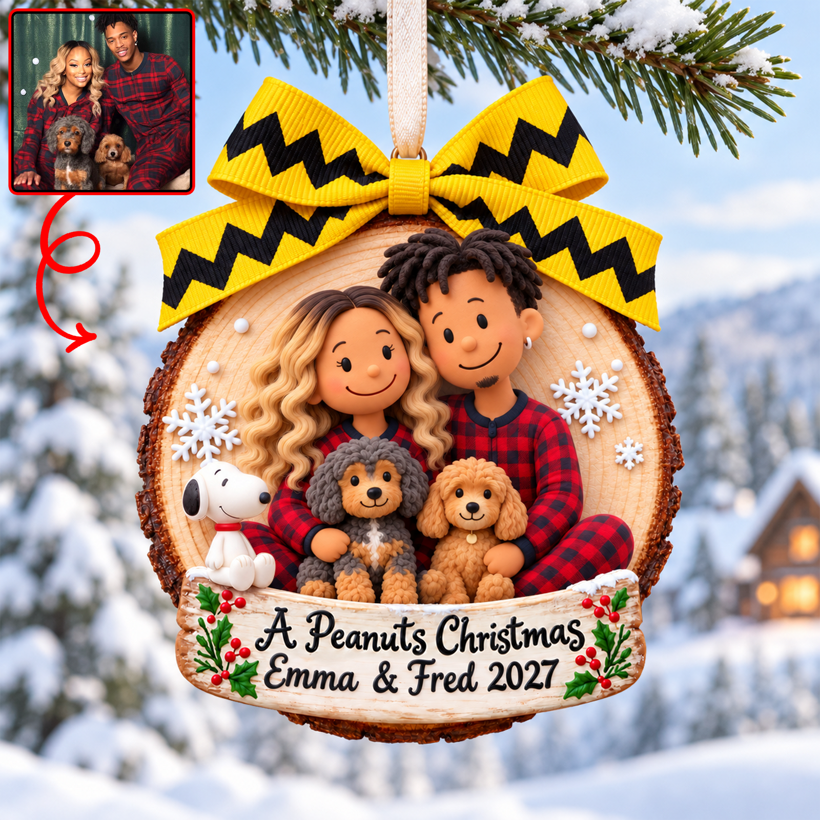 Cute Cartoon Family Christmas Ornament - Custom Photo Gifts For Family 09huqn161026