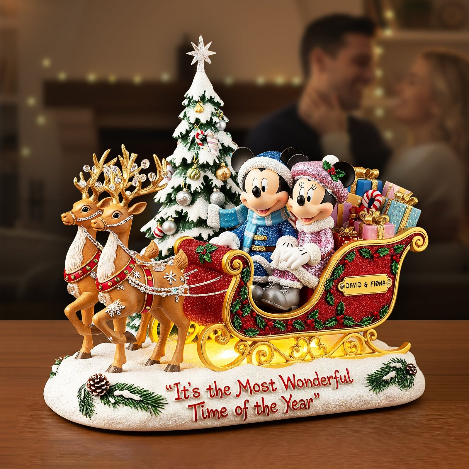 Christmas Reindeer Sleigh Acrylic Plaque - Personalized Gifts For Couple 08PGLU281025