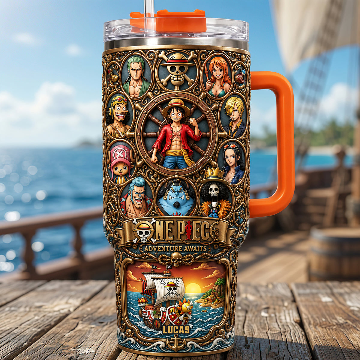 Adventure Awaits Tumbler With Handle - Personalized Gifts For Anime Lovers 05tydt070726