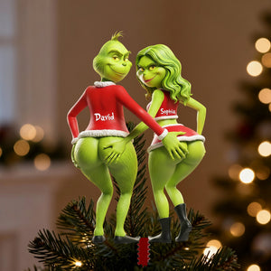 Flirty Couple Christmas Tree Topper - Personalized Gift For Couples 07OHLU201125
