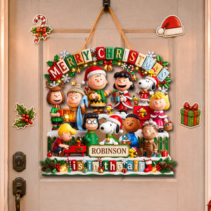 Personalized Merry Christmas Acrylic Door Sign – Custom Name Decor 012padh010826