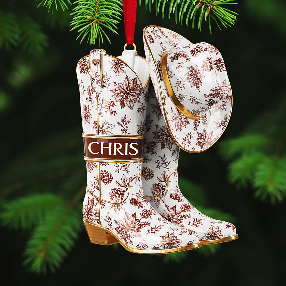 Personalized Gifts For Christmas, Cowboy Cowgirl Toile de Jouy Acrylic Ornament 01pgta011025