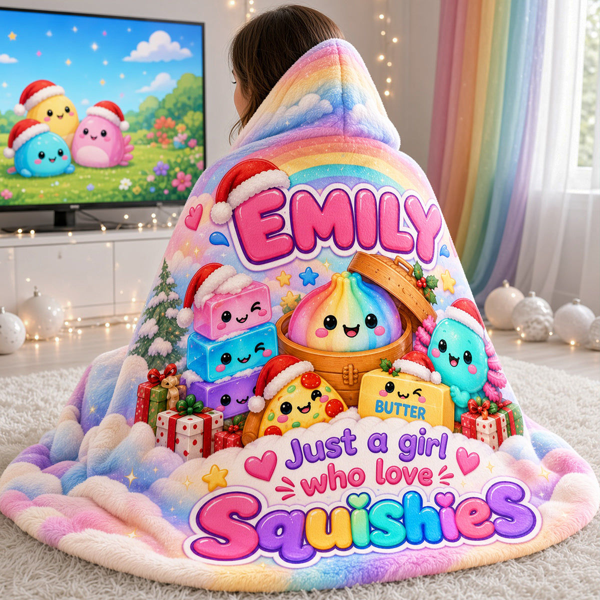 Just A Girl Who Love Squishies Lovely Hood Blanket - Personalized Christmas Gifts For Squishy Lovers 03nata261026