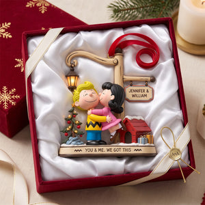 Sweetheart Kissing Couple Ornament - Personalized Gift For Couples 01TOTN240926HG