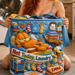Lazy Cat Quilted Laundry Basket - Personalized Gifts 03HADT180726
