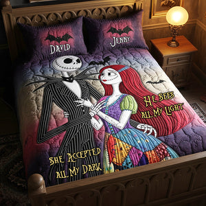 Enthusiastic Halloween Couple Quilt Bed Set, Personalized Gifts 02qhtn090825