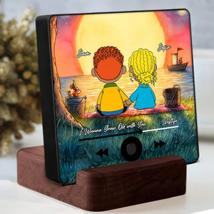 Personalized Gifts For Cartoon Lover Music & Photo Fridge Magnet Couple Sitting Together See the moon 04XQMH101224HG-Homacus