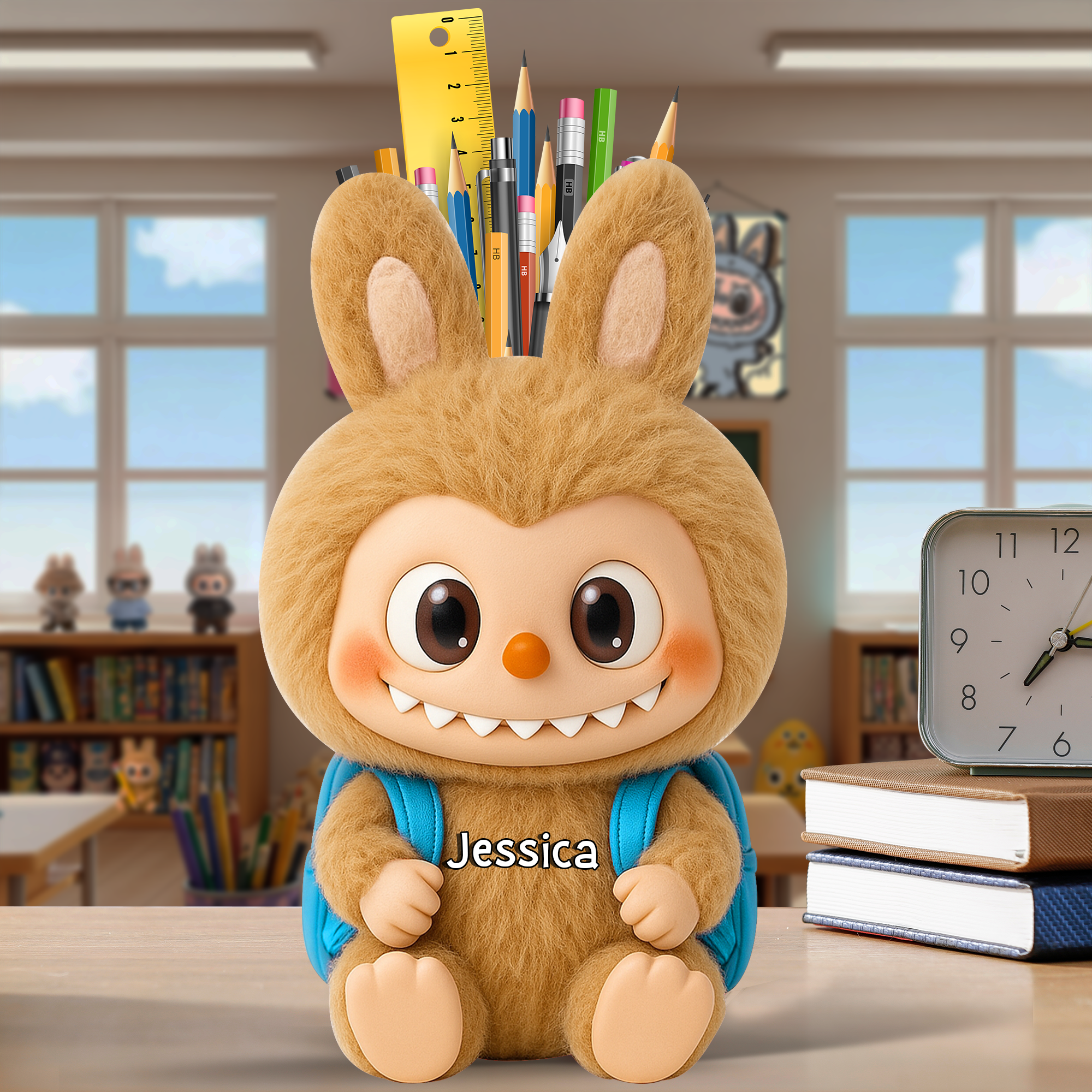 Cute Bunny Wooden Pen Holder Personalized Gifts For Kids 01NALU240725