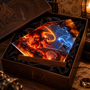 Epic Fantasy Dragon Battle Acrylic Light Box - Personalized Gifts For Fantasy Lovers 06nalu231026