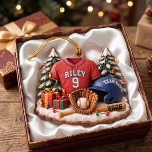 Batter Up Wood Effect Ornament, Personalized Gifts For Sport Lovers 04QHTN141026