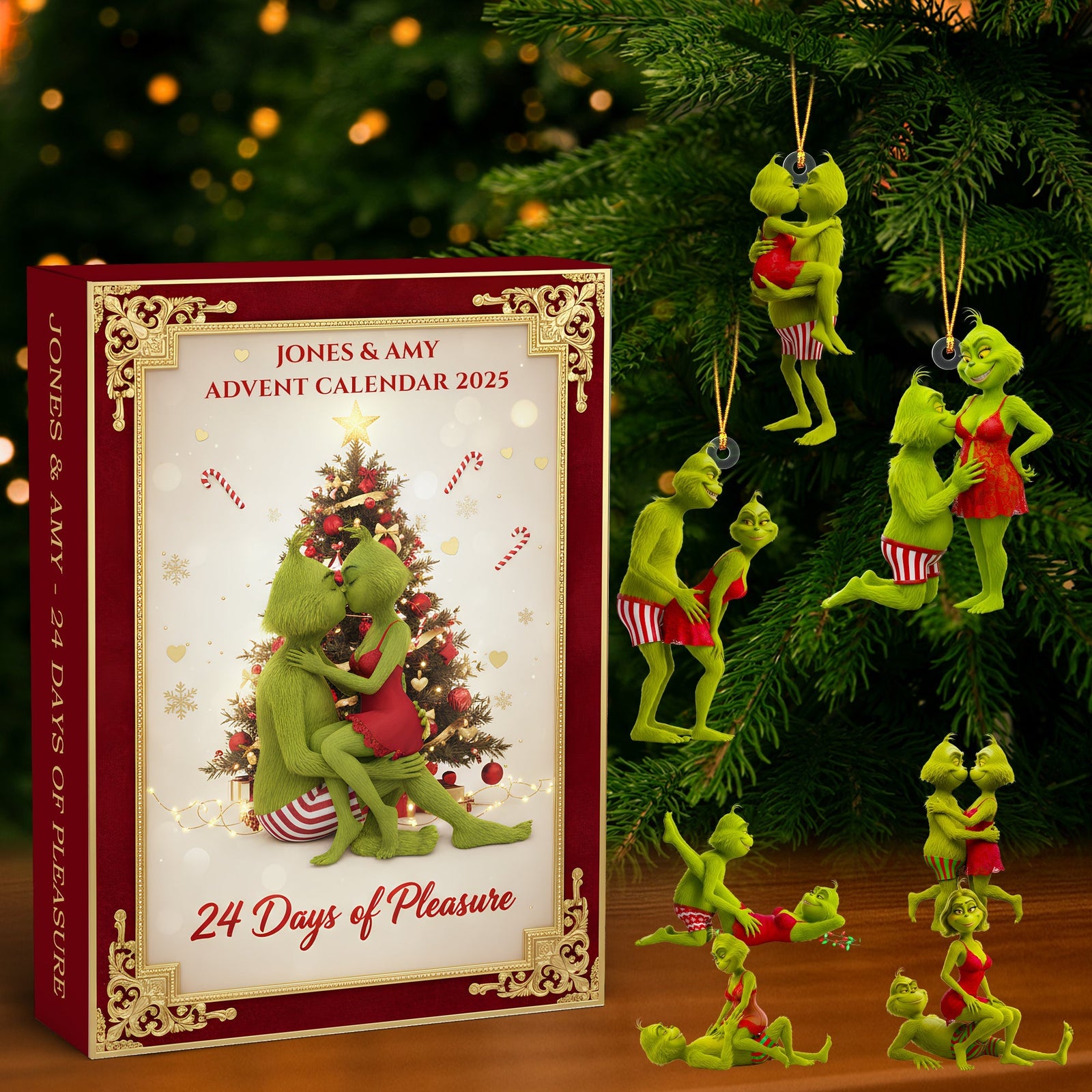 Naughty Green Couple Christmas Advent Calendar Blind Box - Personalized Gifts 02nadt101025