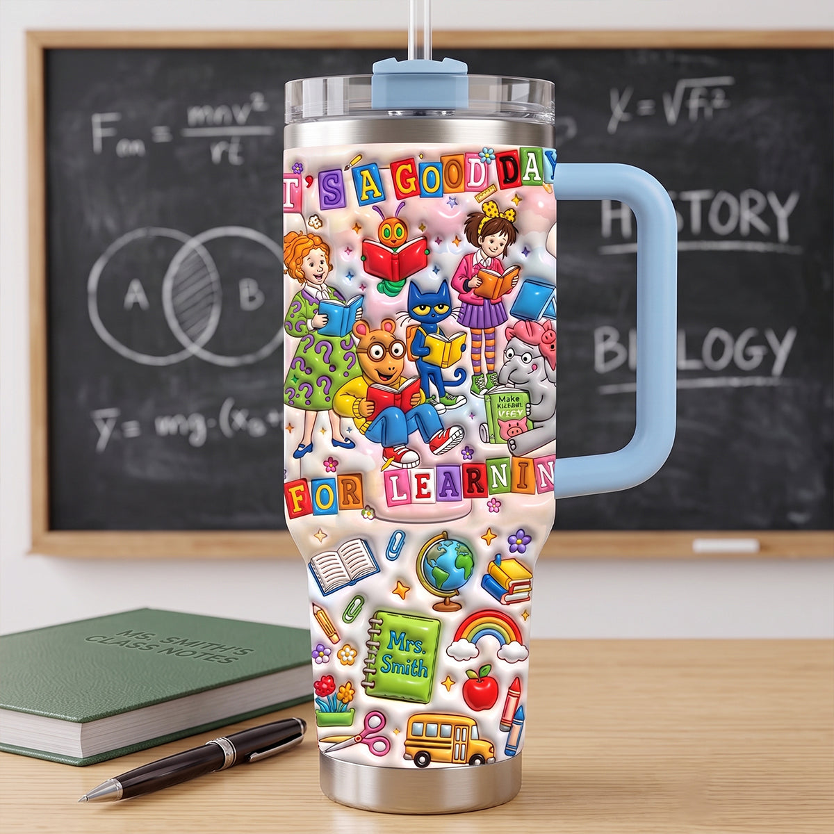 Vibrant & Joyful Class 40oz Tumbler With Handle, Personalized Gifts For Teacher 04qhtn220726