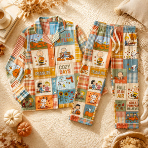 Cute Autumn Squad Pajama Set, Personalized Gifts 02qhdt250826