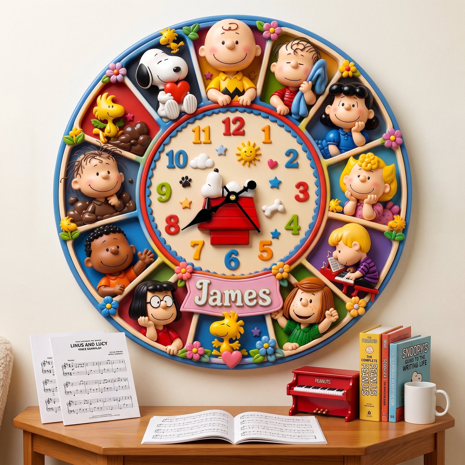 Happy Friends Acrylic Hanging Wall Clock - Personalized Gifts 01hulu080726