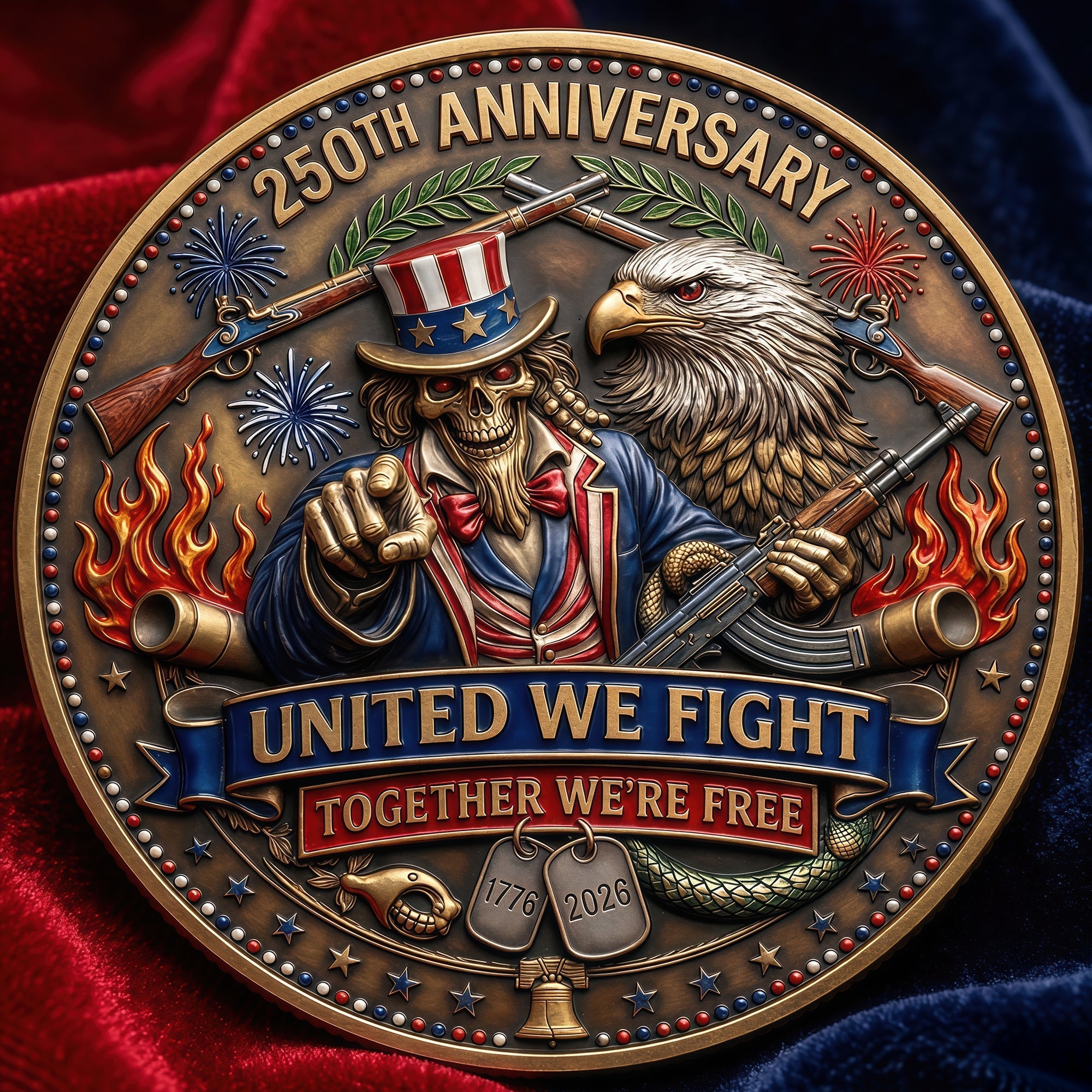 Celebrated America 250th Anniversary Printed Metal Coin - Personalized Gifts 03tyqn240326 - Coin - GoDuckee