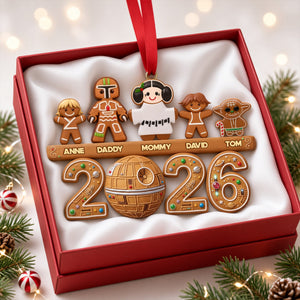 Lovely Legend Gingerbread Family Exploring The Interstellar Acrylic Ornament - Personalized Christmas Gifts For Family 05hulu090926