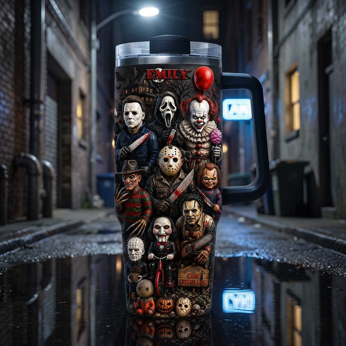 Spooky Colorful 40oz Tumbler With Handle - Personalized Gifts For Horror Lovers 02NATA280726