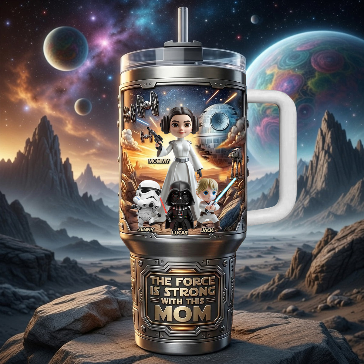 Strong Fantasy Mom 40oz Tumbler With Handle, Personalized Gifts For Mom 04qhtn160326