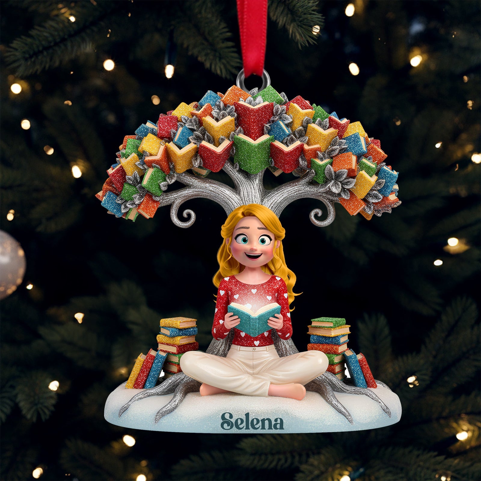 Book Tree Christmas Ornament Personalized Gifts For Book Lovers 01NALU061025-Homacus