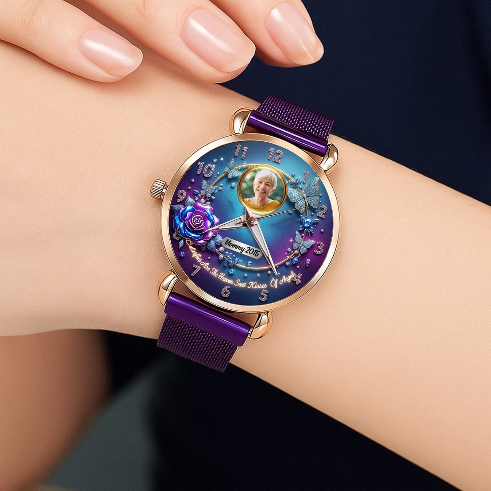 Custom Photo Heaven Angel Mesh Strap Quartz Watch Christmas Memorial Gifts 03hutn290725