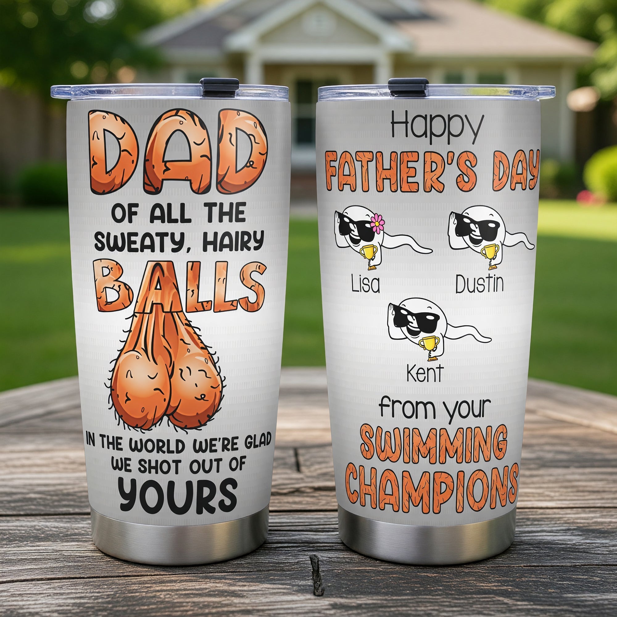 Funny Dad Balls Tumbler - Personalized Gift For Dads 06OHQN290526