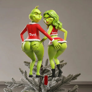 Flirty Couple Christmas Tree Topper - Personalized Gift For Couples 07OHLU201125