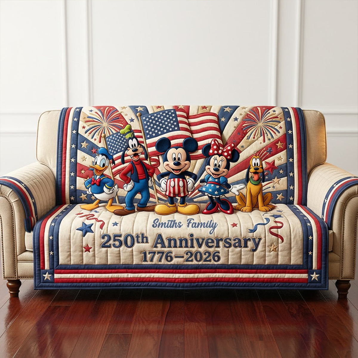 USA 250th Anniversary Quilted Sofa Cover Personalized Gifts 021patn040226