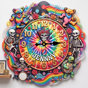 Grateful Dead Psychedelic Eclectic Melody Hanging Wall Clock - Personalized Gifts For Rock Lovers 03hutn090726