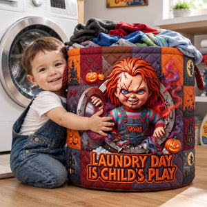 Creepy Doll Quilted Laundry Basket - Personalized Gifts For Halloween 06tylu050826